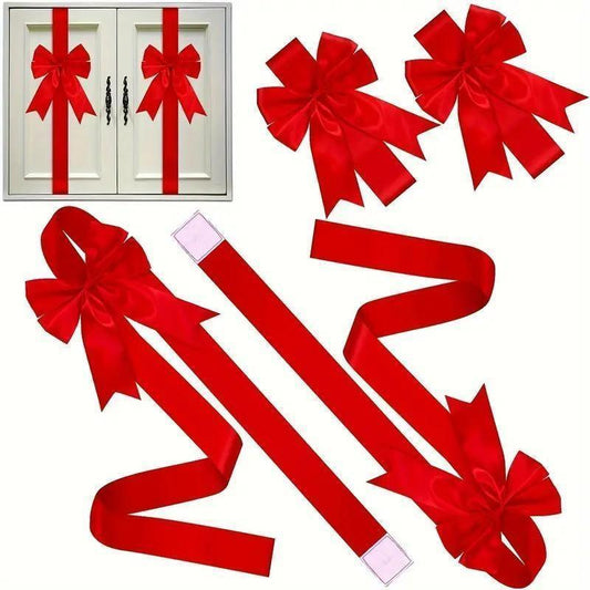 🎄 Christmas Cabinet Ribbon Bow – 78.7" Oversized Door & Furniture Decoration Ribbon for Kitchen, Tree, Gift Wrapping & Party Decor